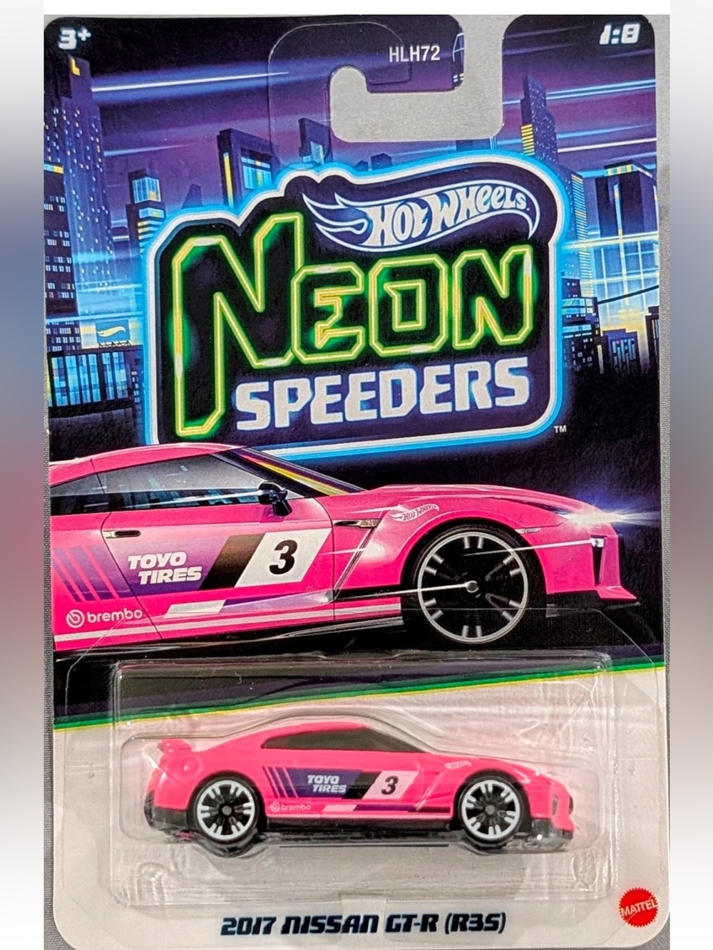 Hot Wheels Neon Speeders Pink 2017 Nissan GT-R (R35) Toy Car Diecast